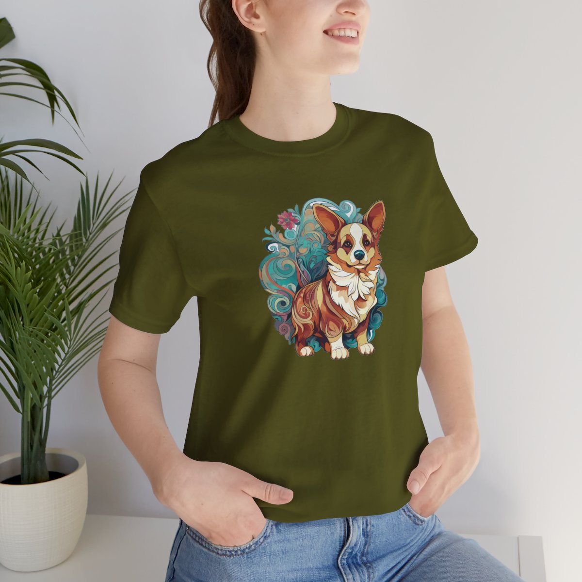 Art Nouveau Corgi - Men's Tee - lifestyle