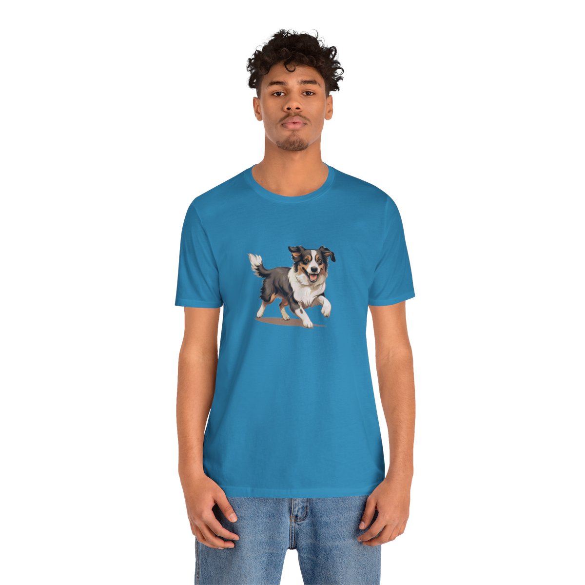 Playful Puppers Australian Shepherd - Men's Tee - person2
