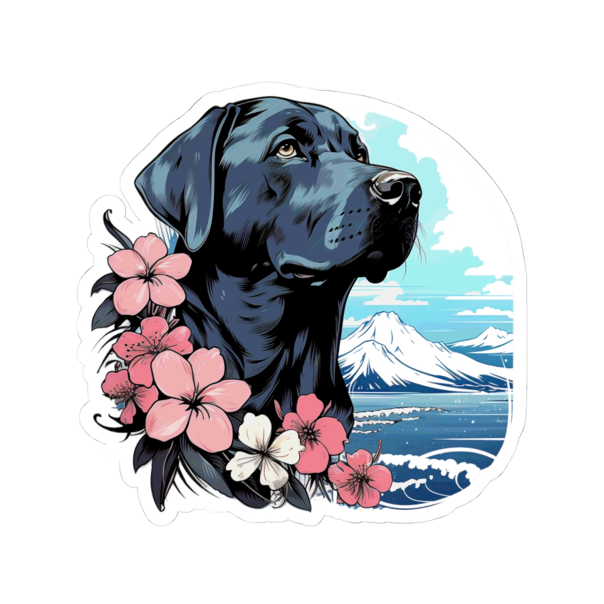 Aloha Black Labrador Retriever - Sticker
