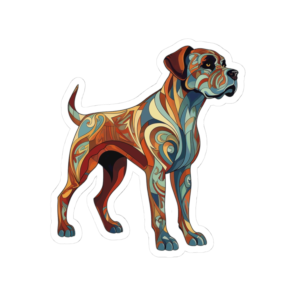 Art Nouveau Boxer - Sticker