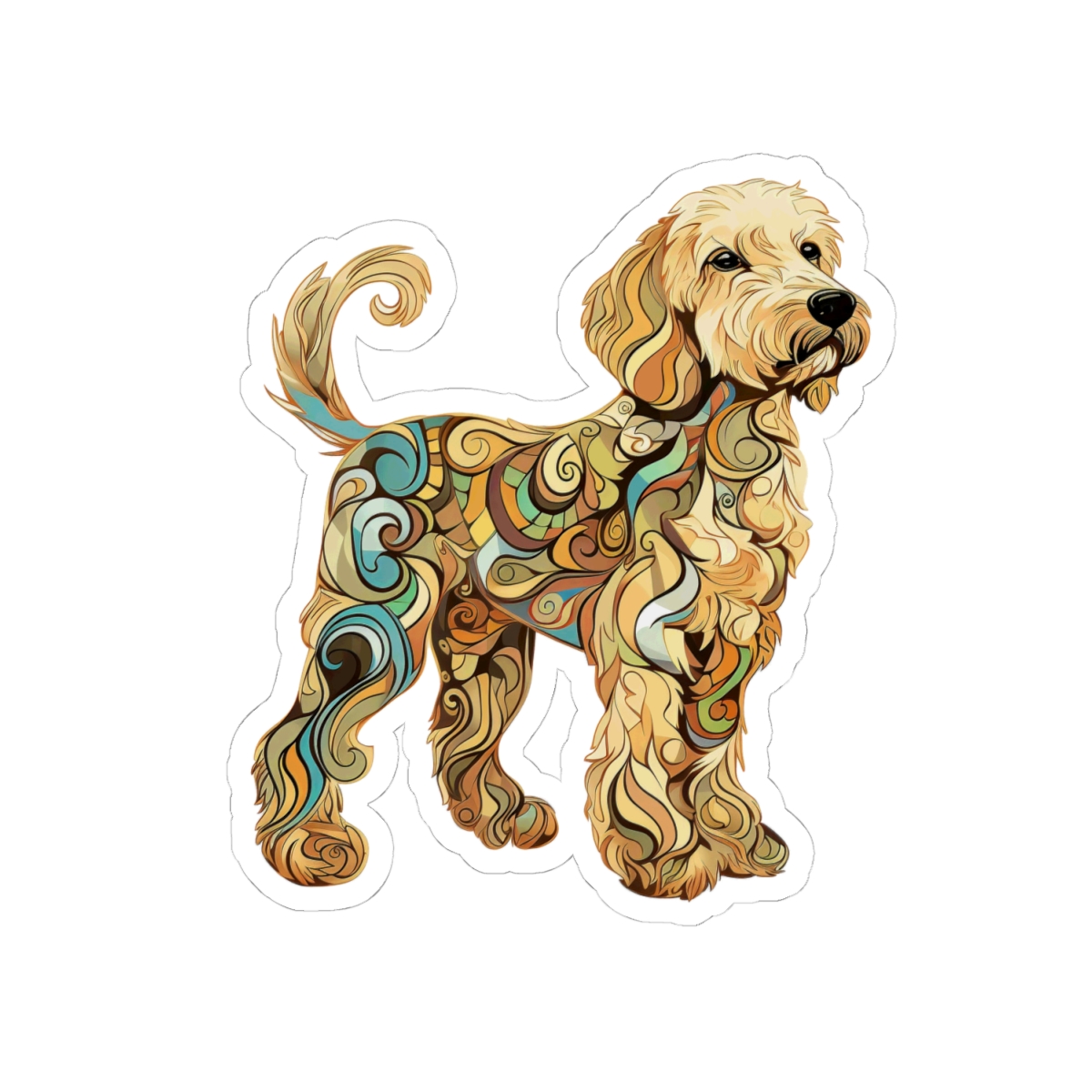 Art Nouveau Goldendoodle - Sticker